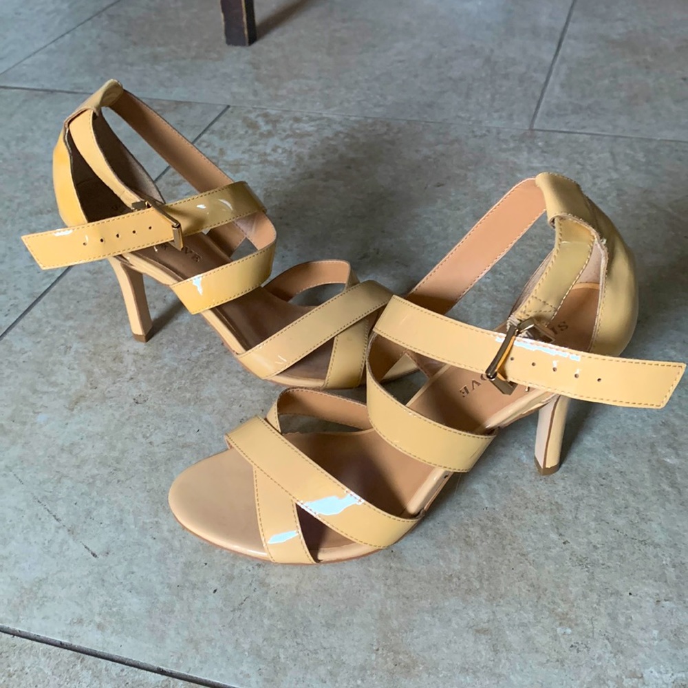 Sixth + Love 9.5 patent cream strappy heel
